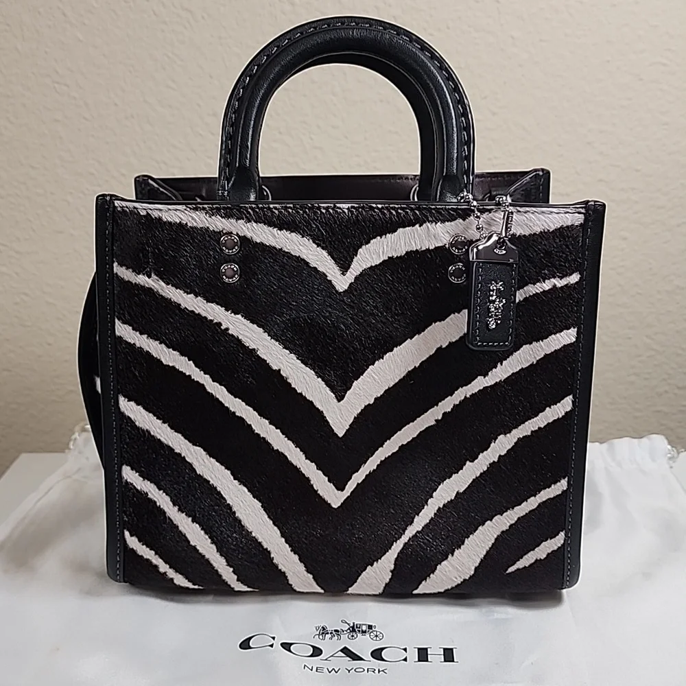 Coach Rogue 20 In Haircalf With Zebra Print - Picture 5 of 16